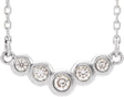Platinum Round Natural Diamond Bezel-Set "V" Necklace
