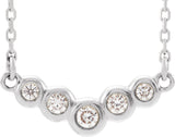 Platinum Round Natural Diamond Bezel-Set "V" Necklace