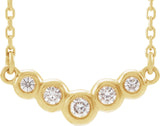 14K Gold Round Natural Diamond Bezel-Set "V" Necklace - Yellow Gold