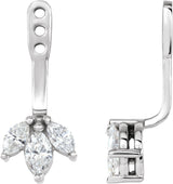 Platinum Natural Diamond Cluster Front-Back Earring Jackets