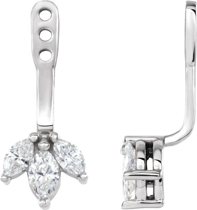Platinum Natural Diamond Cluster Front-Back Earring Jackets