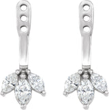 Platinum Natural Diamond Cluster Front-Back Earring Jackets - view 2