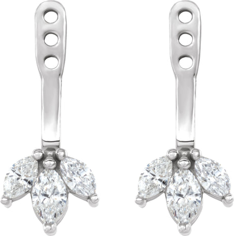 Platinum Natural Diamond Cluster Front-Back Earring Jackets - view 2