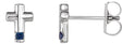 Platinum Round Natural Blue Sapphire Accented Cross Earrings