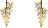 14K Gold Round Natural Diamond Accented Geometric Earrings II - Yellow Gold - view 2