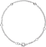 14K Gold Round Natural Diamond Bezel-Set Station Bracelet - White Gold - view 3
