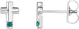 Platinum Round Natural Alexandrite Accented Cross Earrings