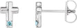 Platinum Round Natural Aquamarine Accented Cross Earrings
