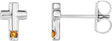14K Gold Round Natural Citrine Accented Cross Earrings - White Gold