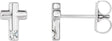 Platinum Round Natural Diamond Accented Cross Earrings
