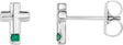 Platinum Round Lab-Grown Emerald Accented Cross Earrings