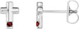 Platinum Round Natural Mozambique Garnet Accented Cross Earrings