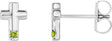 Platinum Round Natural Peridot Accented Cross Earrings
