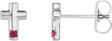 14K Gold Round Natural Ruby Accented Cross Earrings - White Gold