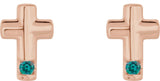 14K Gold Round Natural Alexandrite Accented Cross Earrings - Rose Gold - view 4