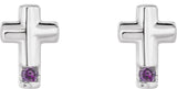 14K Gold Round Natural Alexandrite Accented Cross Earrings - White Gold - view 4