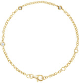 14K Gold Round Natural Diamond Bezel-Set Station Bracelet - Yellow Gold - view 3