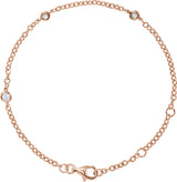 14K Gold Round Natural Diamond Bezel-Set Station Bracelet - Rose Gold - view 3