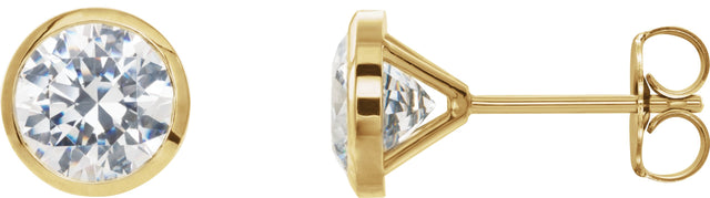 14K Gold Lab-Grown Diamond Round Bezel-Set Cocktail-Style Stud Earrings - Yellow Gold