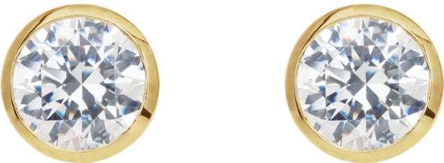 14K Gold Lab-Grown Diamond Round Bezel-Set Cocktail-Style Stud Earrings - Yellow Gold - view 2
