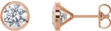 14K Gold Natural Diamond Round Bezel-Set Cocktail-Style Stud Earrings - Rose Gold