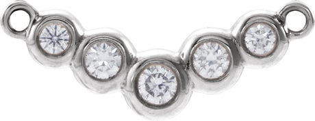 14K Gold Round Lab-Grown Diamond Bezel-Set "V" Necklace - White Gold