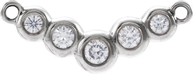 14K Gold Round Natural Diamond Bezel-Set "V" Necklace - White Gold