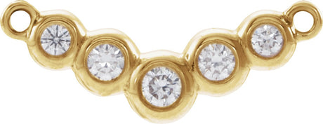 14K Gold Round Lab-Grown Diamond Bezel-Set "V" Necklace - Yellow Gold