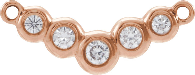 14K Gold Round Natural Diamond Bezel-Set "V" Necklace - Rose Gold