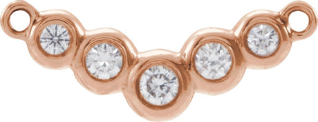 14K Gold Round Lab-Grown Diamond Bezel-Set "V" Necklace - Rose Gold