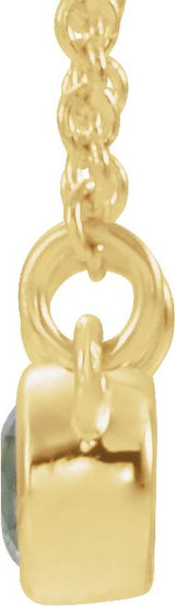 14K Gold Round Natural Aquamarine Accented Bezel-Set Necklace - Yellow Gold - view 2