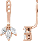 14K Gold Natural Diamond Cluster Front-Back Earring Jackets - Rose Gold