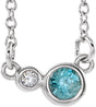 Platinum Round Natural Blue Zircon Accented Bezel-Set Necklace