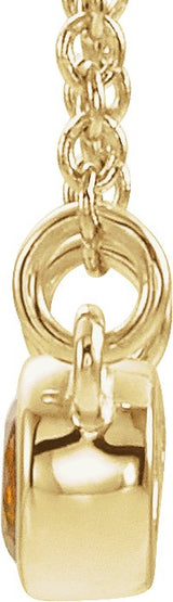14K Gold Round Natural Citrine Accented Bezel-Set Necklace - Yellow Gold - view 2