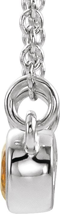 14K Gold Round Natural Citrine Accented Bezel-Set Necklace - White Gold - view 2