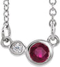 Platinum Round Natural Ruby Accented Bezel-Set Necklace