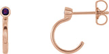 14K Gold Round Natural Amethyst Bezel-Set Hoop Earrings - Rose Gold