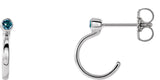 Platinum Round Natural Aquamarine Bezel-Set Hoop Earrings