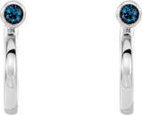 14K Gold Round Lab-Grown Alexandrite Bezel-Set Hoop Earrings - White Gold - view 2