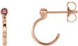 14K Gold Round Lab-Grown Ruby Bezel-Set Hoop Earrings - Rose Gold