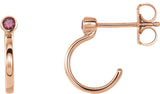 14K Gold Round Lab-Grown Ruby Bezel-Set Hoop Earrings - Rose Gold