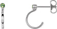 Platinum Round Natural Peridot Bezel-Set Hoop Earrings