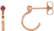 14K Gold Round Natural Pink Tourmaline Bezel-Set Hoop Earrings - Rose Gold