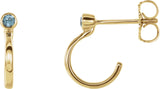 14K Gold Round Natural Blue Zircon Bezel-Set Hoop Earrings - Yellow Gold