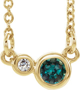 14K Gold Round Lab-Grown Alexandrite Accented Bezel-Set Necklace - Yellow Gold