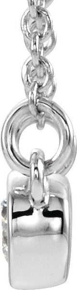 14K Gold Round Natural White Sapphire Accented Bezel-Set Necklace - White Gold - view 2
