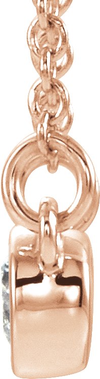14K Gold Round Natural White Sapphire Accented Bezel-Set Necklace - Rose Gold - view 2