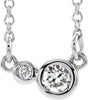 Platinum Round Natural White Sapphire Accented Bezel-Set Necklace