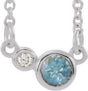Platinum Round Natural Aquamarine Accented Bezel-Set Necklace