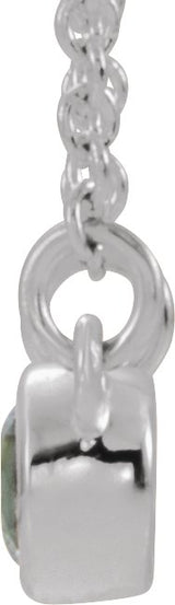 Platinum Round Natural Aquamarine Accented Bezel-Set Necklace - view 2